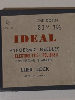 Hypodermic needles used 21G 1 1/2 LUER-LOCK, box of 3 pieces