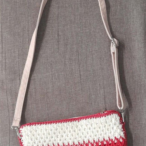 Handmade knitted crossbody bag A To Z Greek new, multicolored