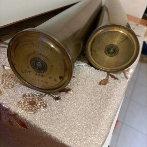 Two collectible vintage 1944 shell casings used