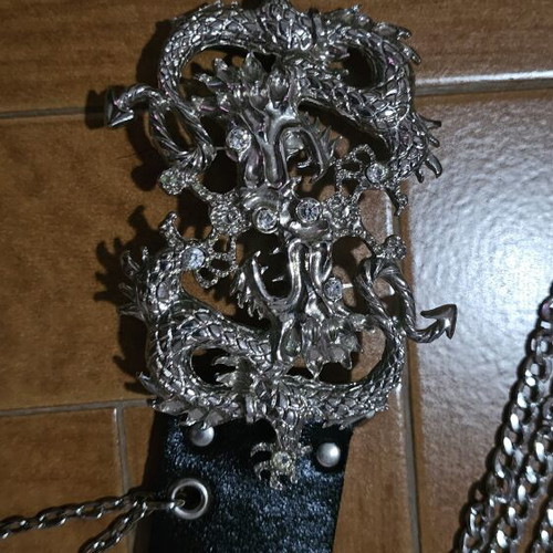 Leather belt 105cm, black