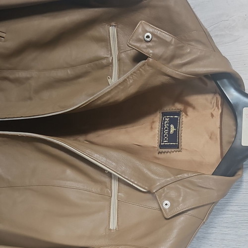 Genuine leather jacket, beige, size L, made in Italy
