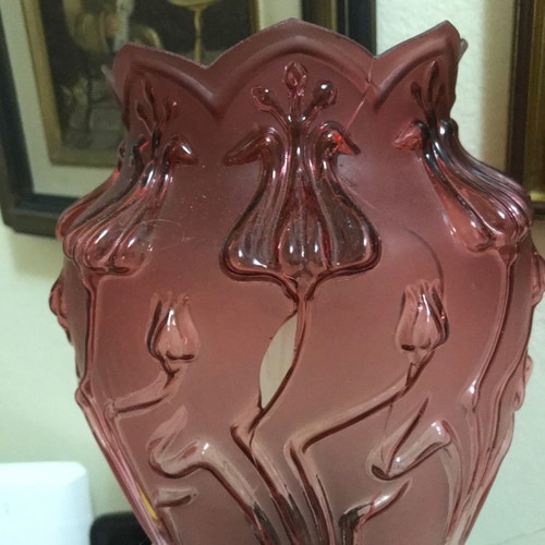 Antique lamp used with brass base and opaline shade