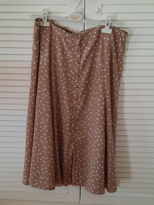 Anne Weyburn polka dot brown and white flared skirt like new