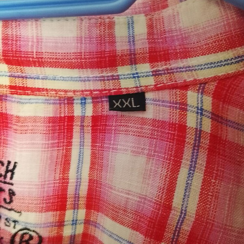 Scotch men's short-sleeve shirt XXL used, red and pink plaid linen