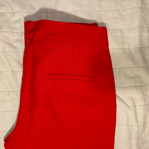 Zara red pants like new, straight cut with uneven hem size M