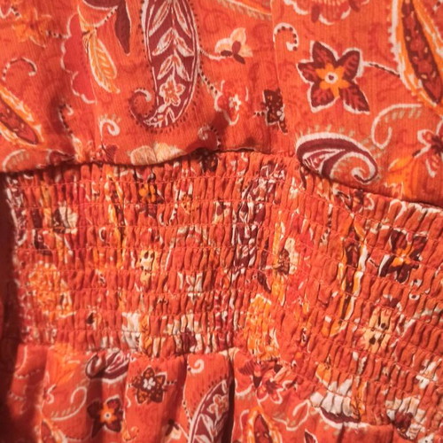 Stradivarius printed dress size L like new, colorful orange