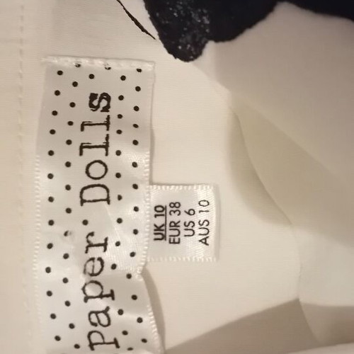 White dress with black lace Paper Dolls like new, size M