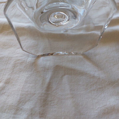 Crystal vase with foot from France used, antique 18×18 cm