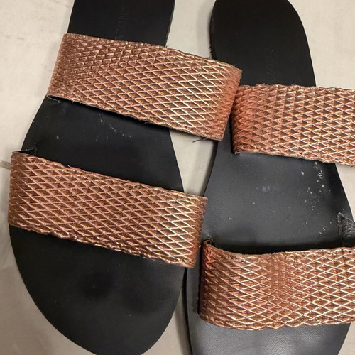 Glamazons leather sandals, black and gold, size 37