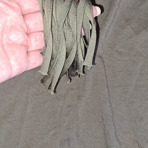 Green blouse with front fringes, like new, Promod