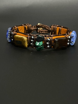 Men's bracelet from leather and semi-precious stones new