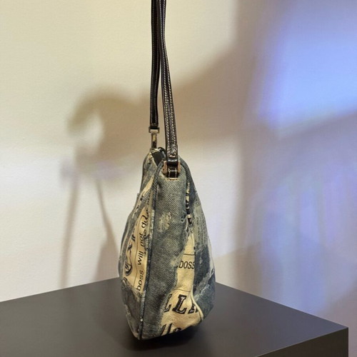 Silvano Biagini Y2K Vintage Shoulder Bag like new with Newspaper Print
