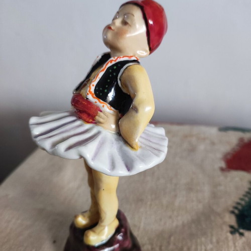 Tsolias Royal Worcester porcelain figure used, 14cm Greek boy