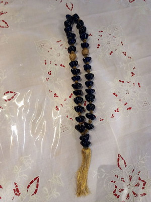 Vintage Large Decorative Worry Beads 44cm with Glass Beads and Gold Tassel used