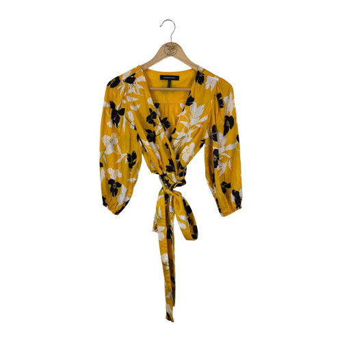 BCBG Max Azria Floral Print Wrap Blouse S like new, cotton