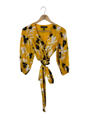 BCBG Max Azria Floral Print Wrap Blouse S like new, cotton