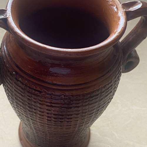 Clay Handmade Amphora Vase like new, vintage with authenticity number