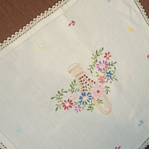 Handmade embroidered floral table runner made to order