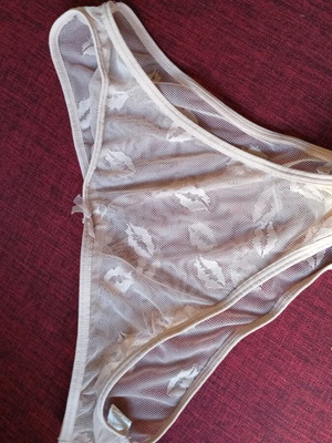 Transparent lingerie XL, new, salmon with lips