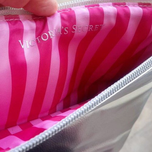 Victoria's Secret Angel silver fold-over clutch and cosmetic pouch new