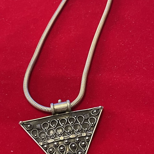 Silver 925 necklace with thick snake chain and large pendant used