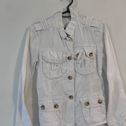 Cerruti 1881 jacket with lace details and large buttons, white, size S