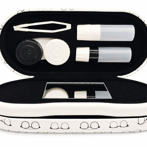 Glasses and Contact Lens Case Twin new, white with accessories