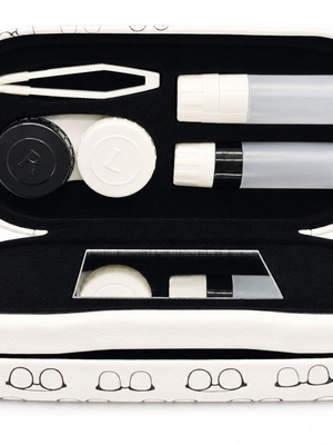 Glasses and Contact Lens Case Twin new, white with accessories