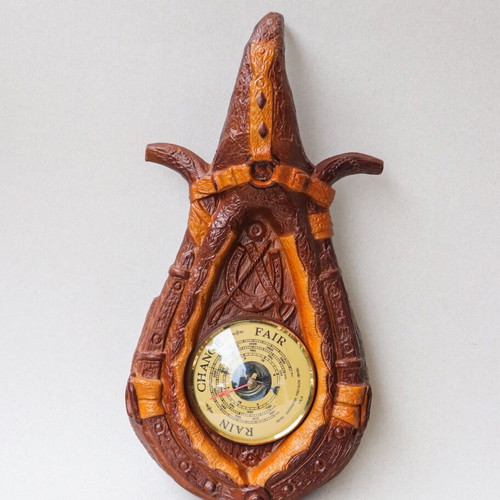 Vintage Tissot wall barometer with western saddle design like new
