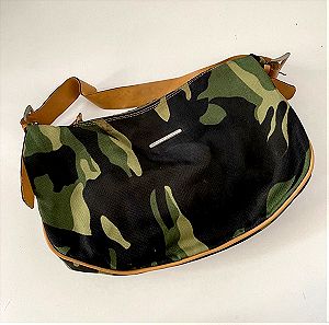 Γυναικεία τσάντα ωμού THIROS military πρασινο χακί & μαύρο χρωμα, με εσωτερική θήκη. Sport Rock στυλ γυναικείο τσαντάκι