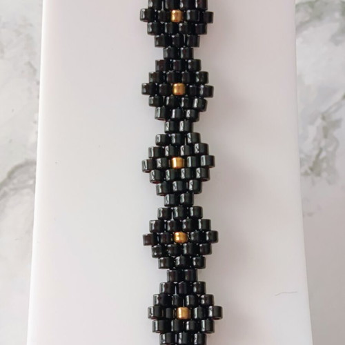 Handmade bracelet black and gold with Miyuki beads made to order