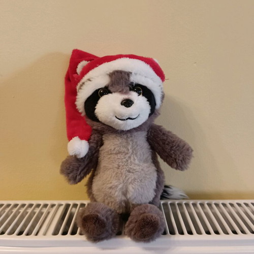 Christmas plush raccoon like new