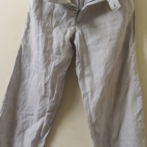 Tex men's linen pants light blue with thin white stripe like new