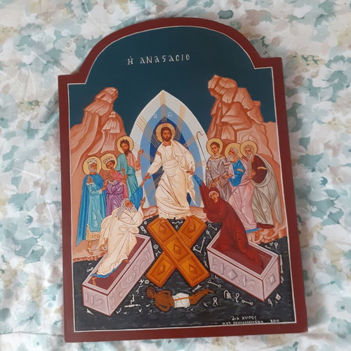 Byzantine icon new, egg tempera on wood with real gold leaf