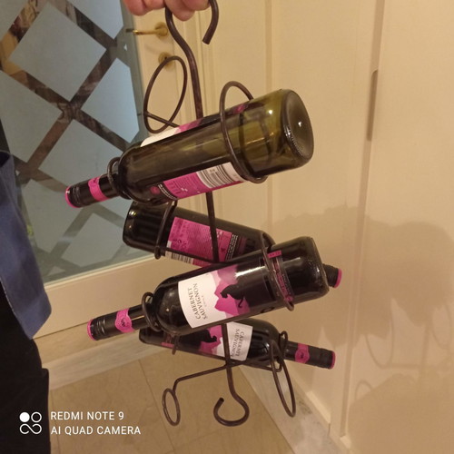Hanging wine rack used, handmade iron