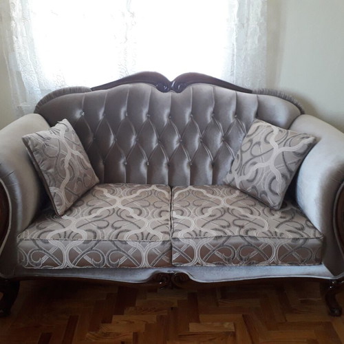 Sofa set with armchair, 2-seat and 3-seat, new grey velvet