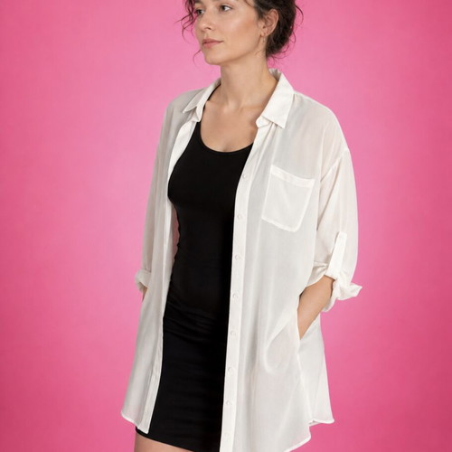 PPT Fashion airy shirt with pockets, like new, white beige, size L