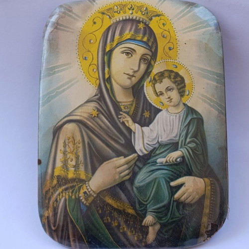 Vintage metal religious icon 12x8 cm