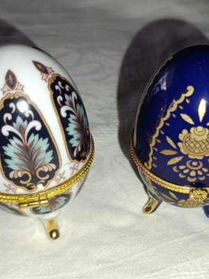 Σετ πορσελάνινα αυγά Limoges cobalt blue και renaissance, σαν καινούργια