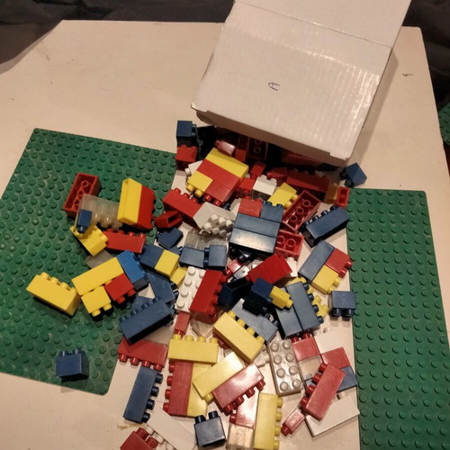 Lego compatible building blocks used, pack with 2 green bases, ~200g