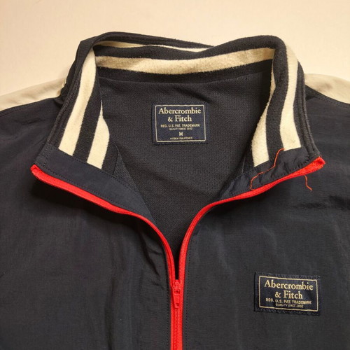 Abercrombie & Fitch 1/4 Zip Windbreaker Jacket Size M like new, navy red