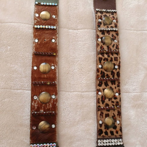 Vintage belts used, two-tone, set of 2
