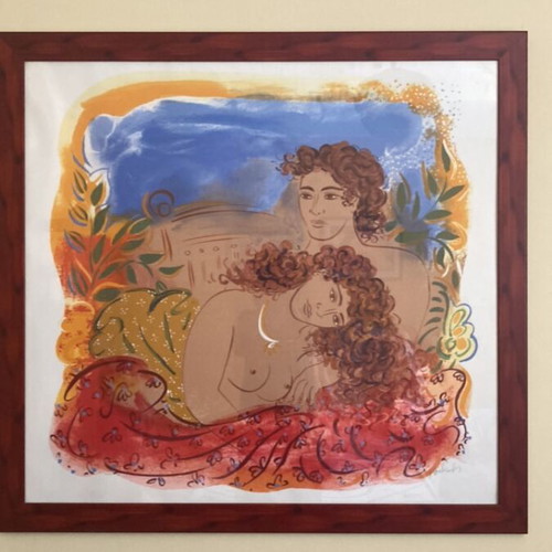 Silk Screen Print 'Ancient Love' 1995 by Giorgos Stathopoulos like new