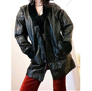 Anne de Lancay Patchwork Leather Jacket with faux fur 80s