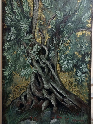 Olive painting new, acrylics, mixed technique 60×90