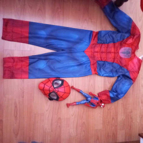 Spiderman set used with costume and figure