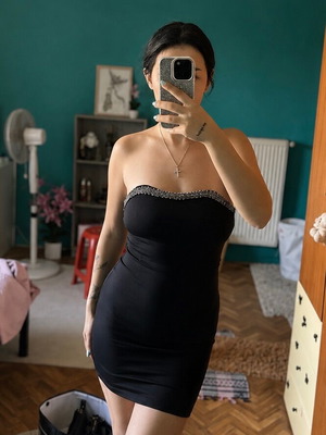 Zara women's strapless black dress, size M