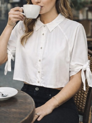 Cropped αμάνικο λευκό πουκάμισο Guess σαν καινούργιο