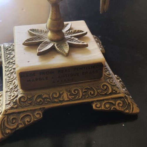Lamp set of 4 like new from Pentelic marble and brass
