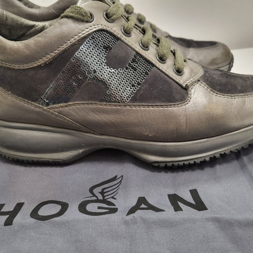 Hogan Interactive sneakers used, leather, grey and silver, sizes 38-39
